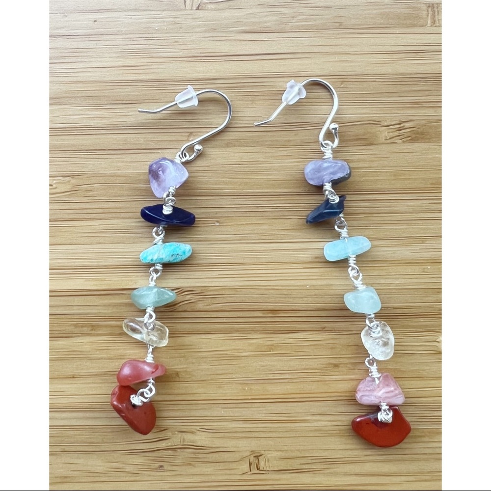 Chakra Crystal Earrings - Sterling Silver Ear Hooks I Artisan Made